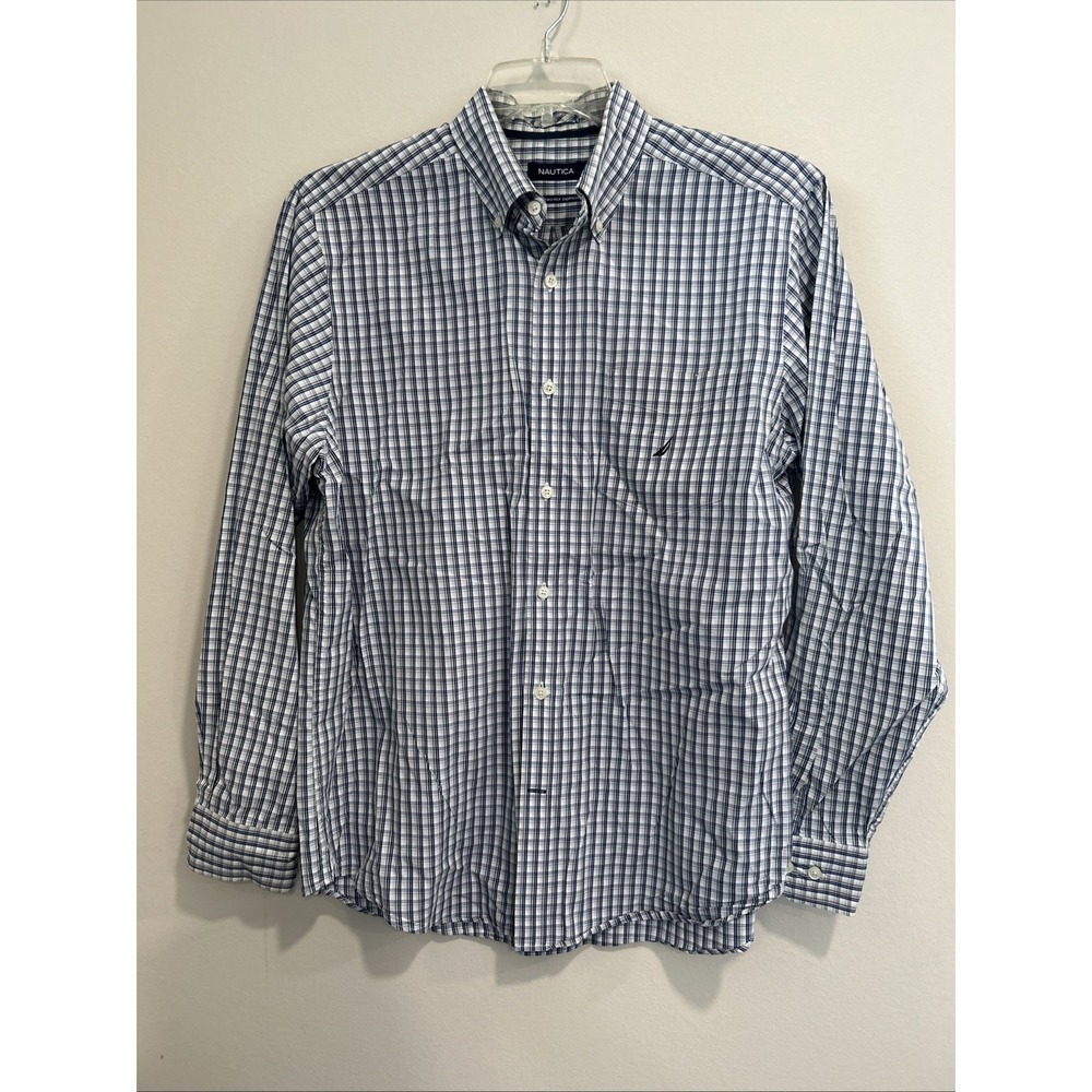 Nautica Medium 80's Two Ply Cotton Plaid Dress Shirt
